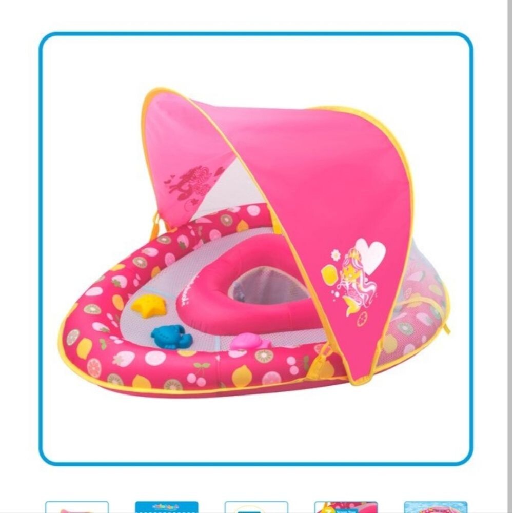 Swim School Unisex Grow-With-Me Baby Boat Pool Toy, Pink Mermaid, for Kids Ages